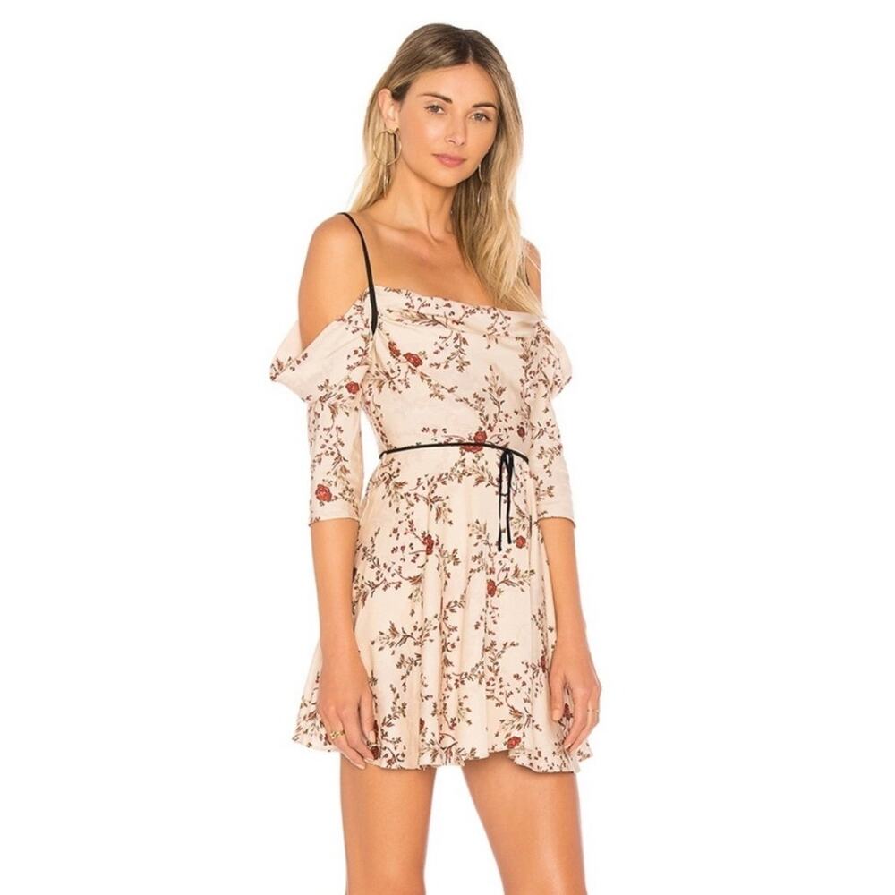 Lovers + Friends, Cindy Mini Floral Dress, Cream, Lyocell, Cottagecore Boho Fall - Picture 2 of 14